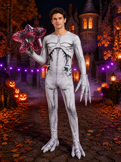 Monster Hooded Jumpsuit Halloween Costume Set with Mask, Claw Gloves and Foot Costume Masks detail 2