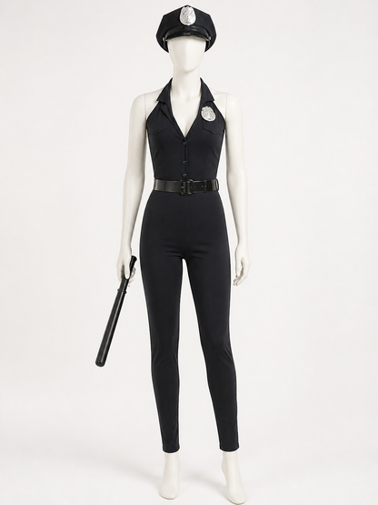 Women's Sexy Police Costume Set with Hat, Belt & Baton - Halloween Outfit Costume Headwear detail 2