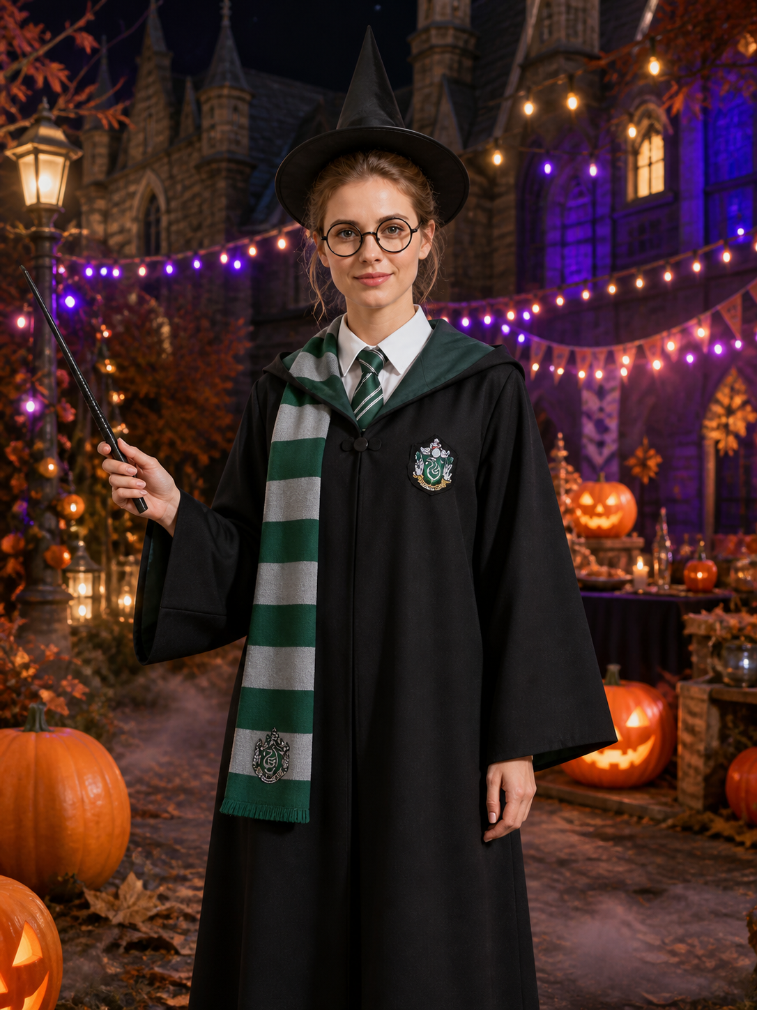 Slytherin Hooded Robe for Cosplay and Halloween