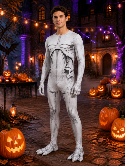Adult & Kids Human Anatomy Bodysuit Costume, Hooded Jumpsuit With Matching Foot Costumes detail 2