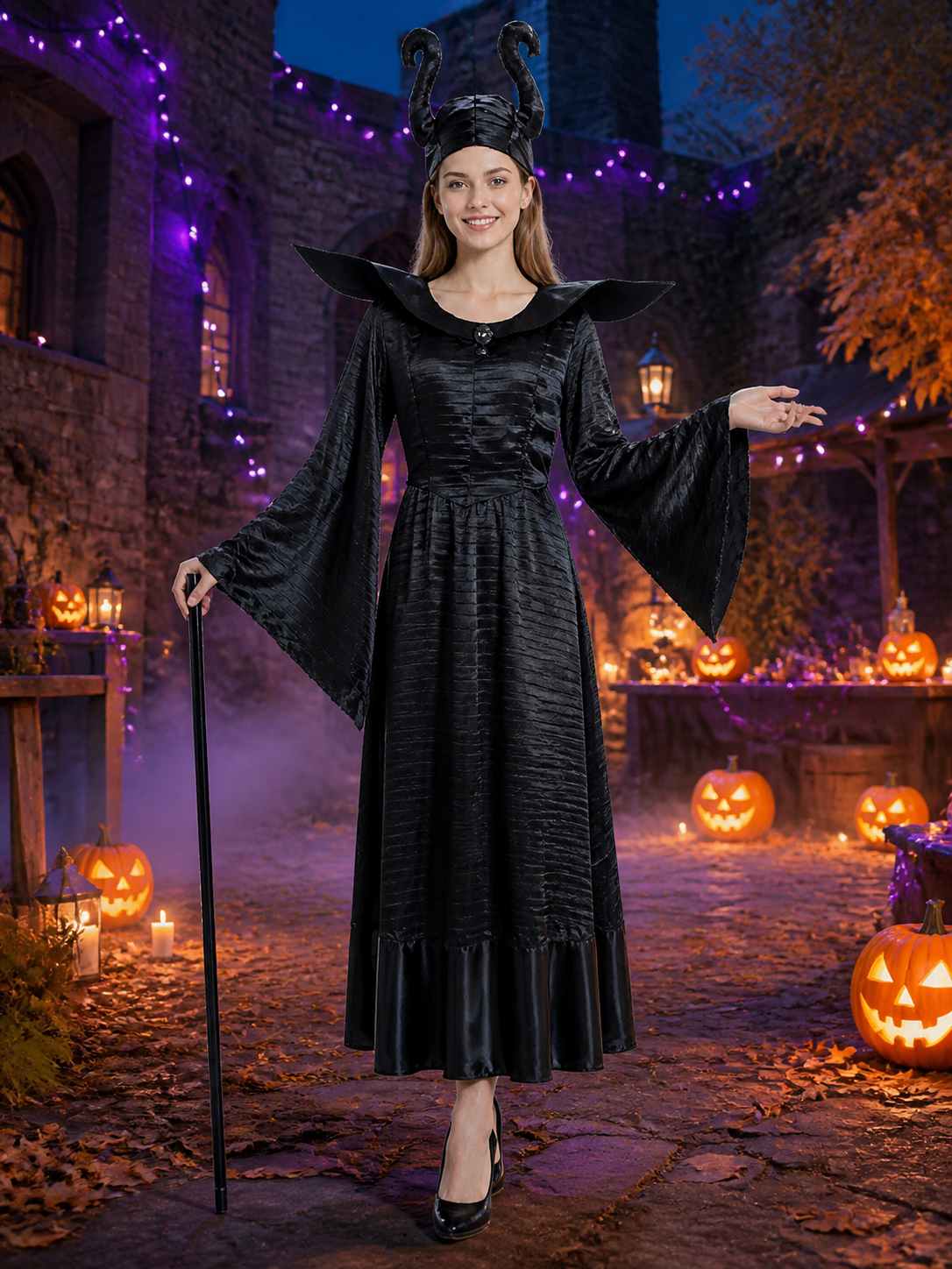 Witch Costume with Long Dress and Hat for Halloween Costume Dresses detail 2