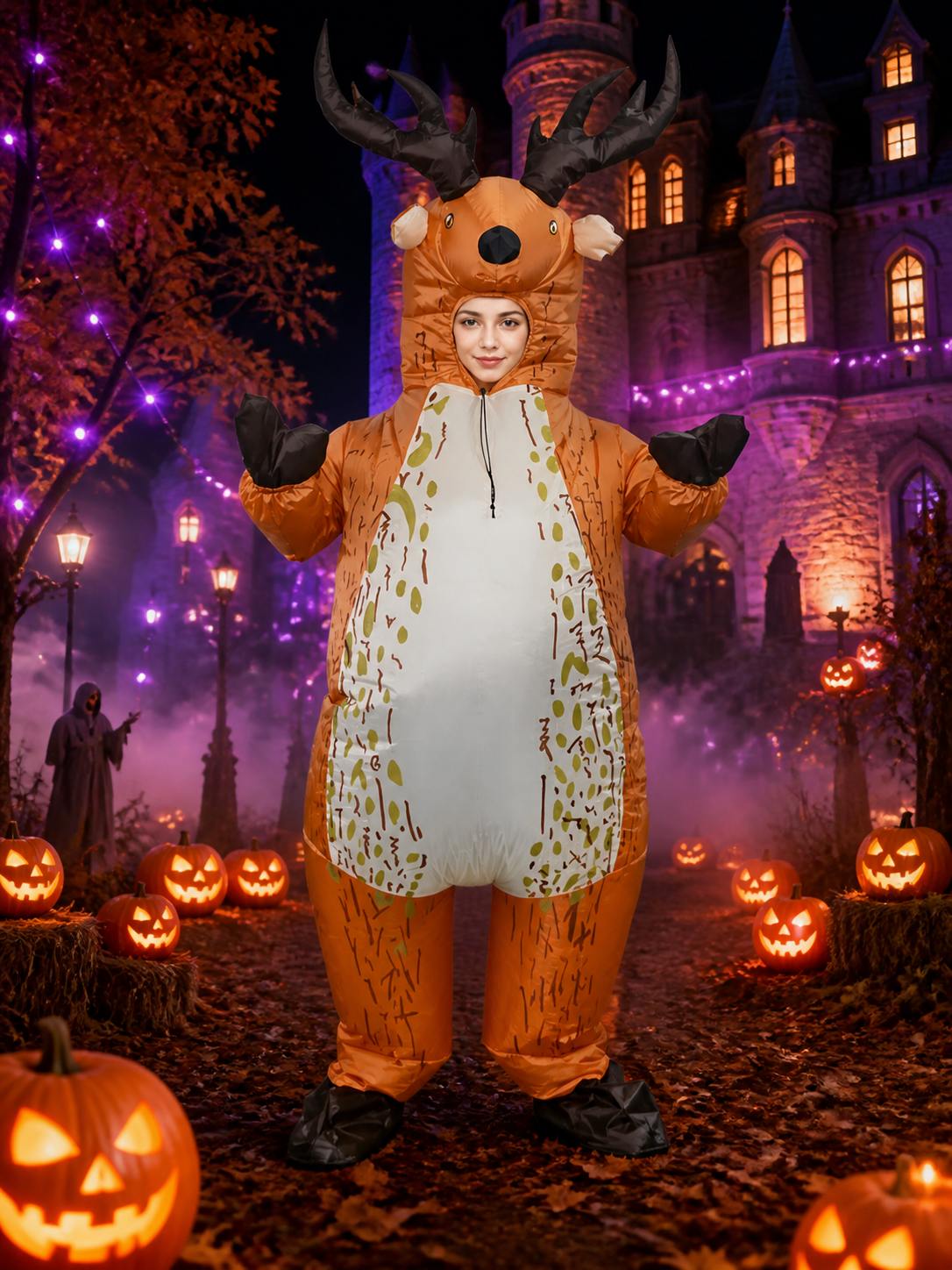 Inflatable Deer Costume, Funny Halloween Outfit with Antlers and Hooves Costumes detail 2