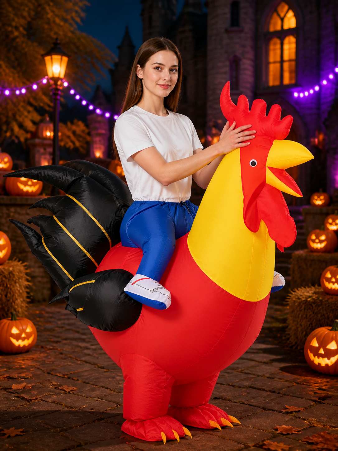 Unisex Chicken Inflatable Costume, Funny Halloween Party Outfit Costumes detail 2