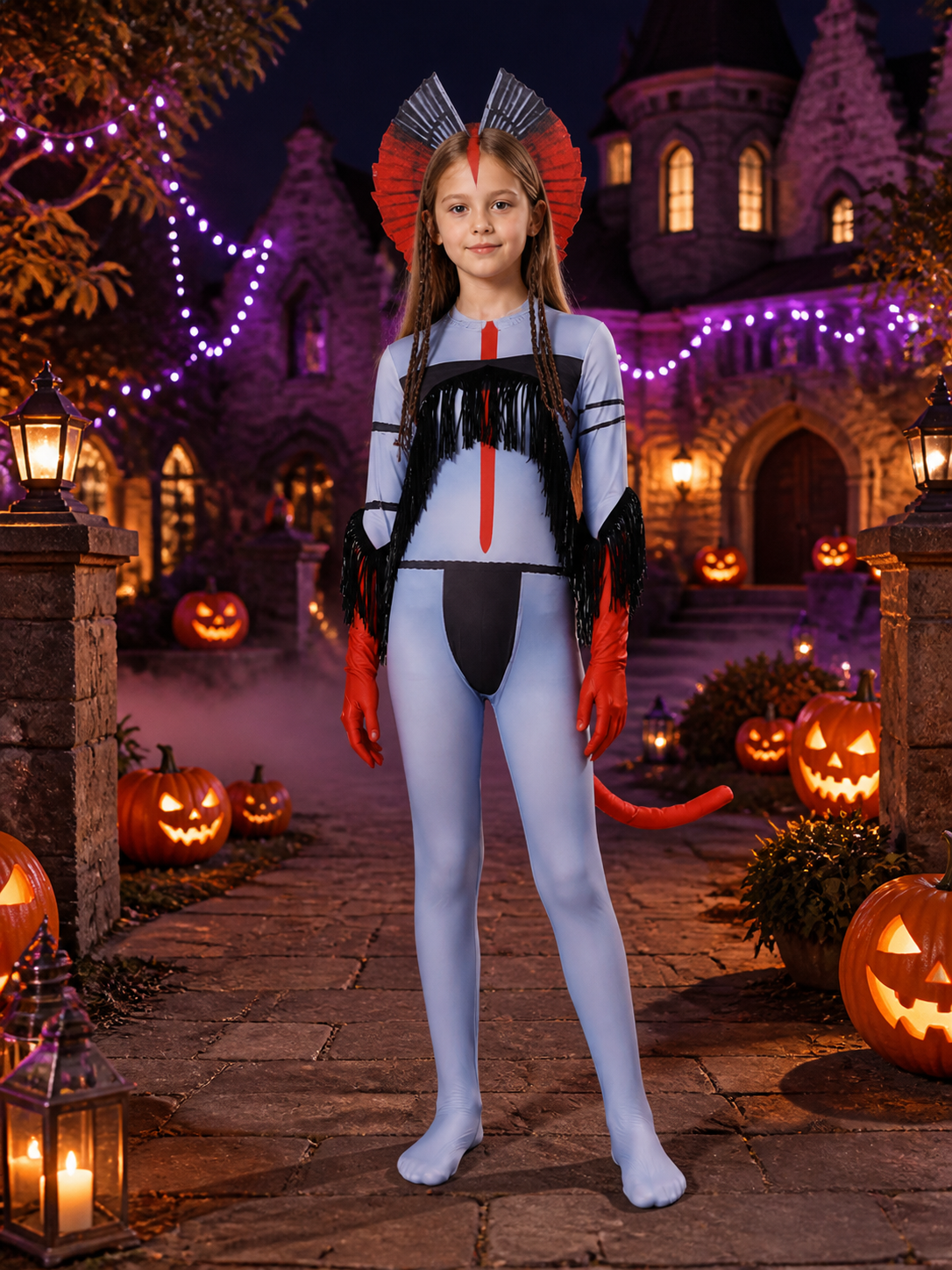 Kids Avatar 3 Volcano Goddess Halloween Bodysuit Costume with Tail Costumes detail 2