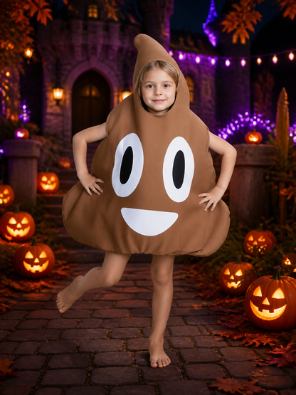 Brown Cartoon Poop Hooded Bodysuit Costume, Funny Halloween Party Outfit Costumes detail 2