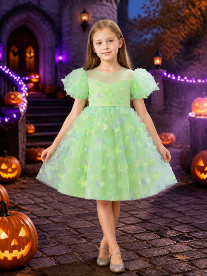 Toddler Girls' Butterfly Princess Dress with Puff Sleeves and Tulle Skirt Costume Dresses detail 2
