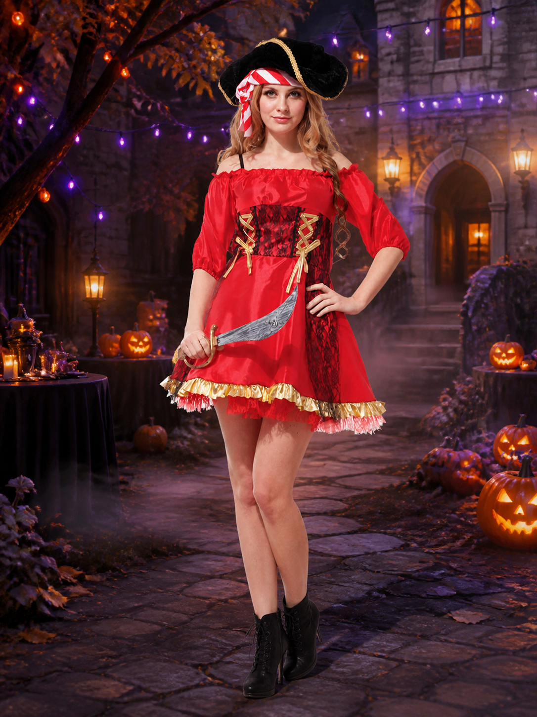 Halloween Pirate Costume with Corset and Skirt Costumes detail 2
