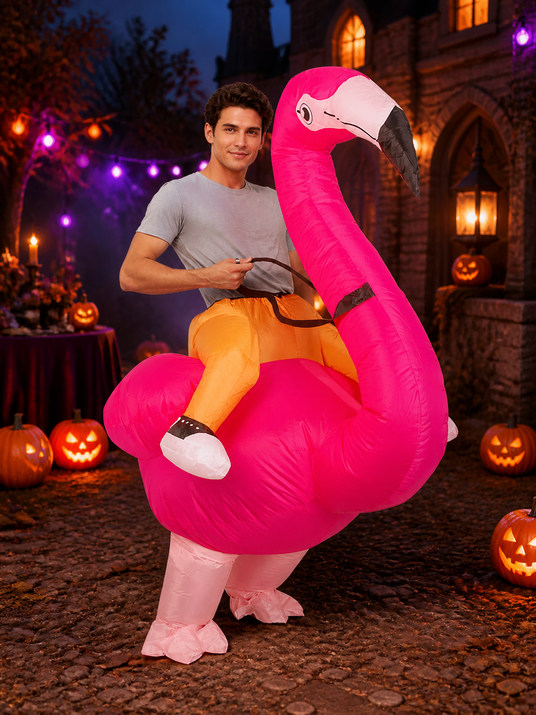 Kids Inflatable Flamingo Costume, Funny Blow Up Bird Outfit for Halloween Costumes detail 2