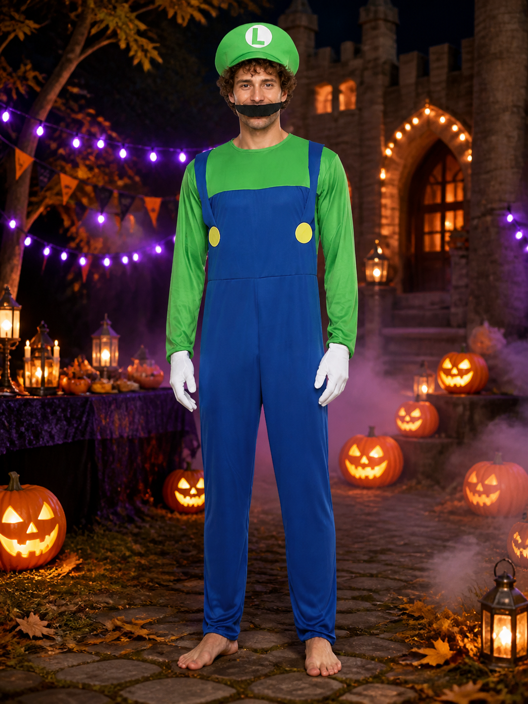 Luigi Carnival Costume Jumpsuit for Masquerades Costumes detail 2