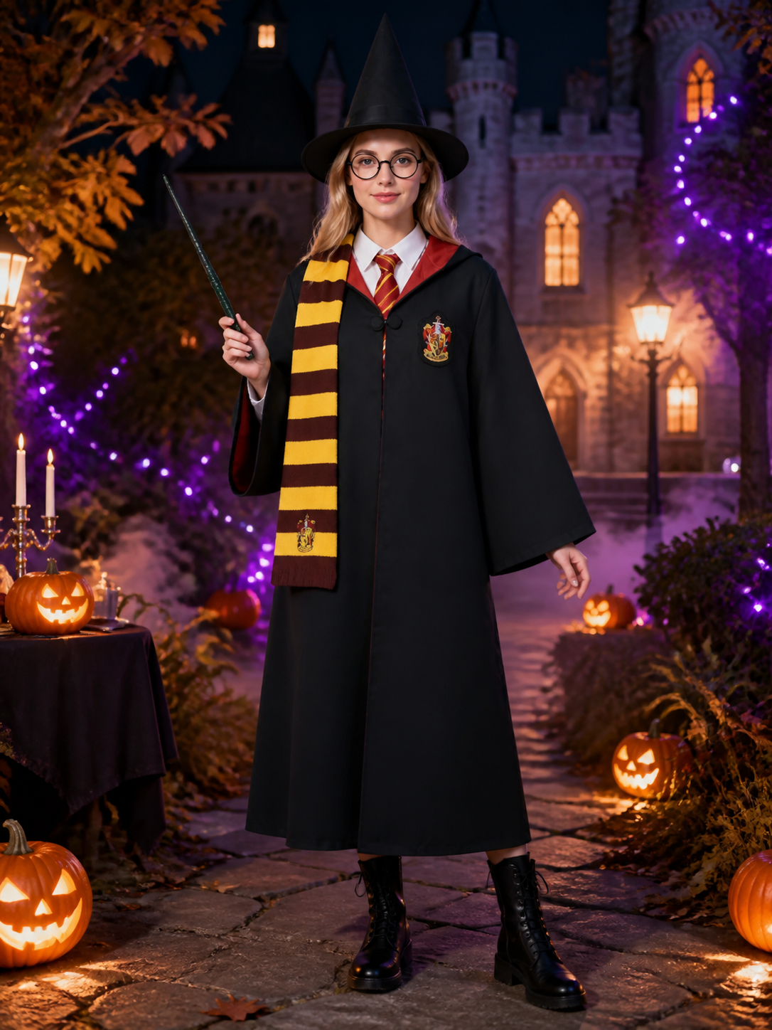Gryffindor-Style Robe with Harry Potter Wand