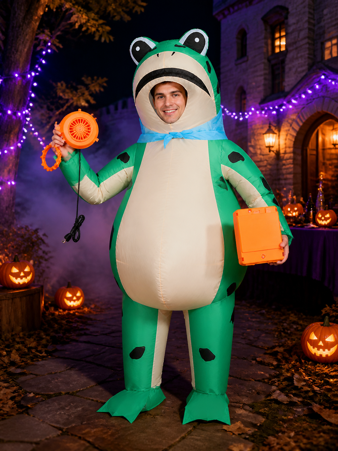 Inflatable Green Frog Costume With Blower, Halloween Party Outfit Costumes detail 2