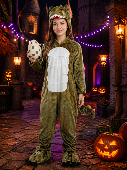 Little Dinosaur Hooded Onesie Costume with Tail and Claw Feet Costumes detail 2