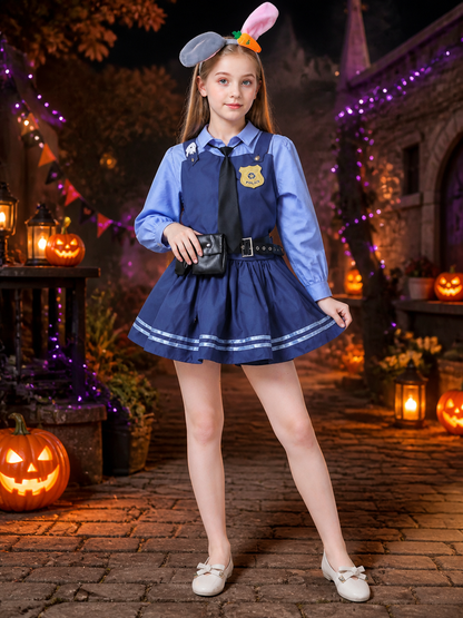 Women's Judy Police Officer Costume Dress, Long Sleeve Sheriff Outfit with Costume Dresses detail 2
