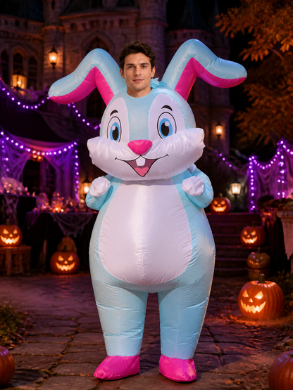 Unisex Cartoon Blue Rabbit Inflatable Costume, Easter Bunny Outfit for Party Costumes detail 2