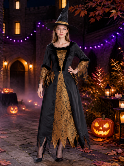 Black and Gold Witch Costume for Halloween Costumes detail 2