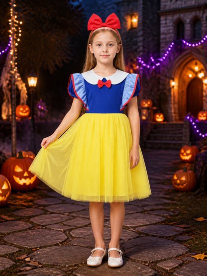 Girls Snow White Princess Dress Costume with Headband Costume Dresses detail 2
