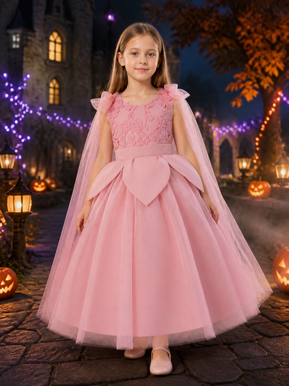 Baby Girls' Princess Flower Girl Formal Dress, Floral Lace Bodice, Layered Costume Dresses detail 2