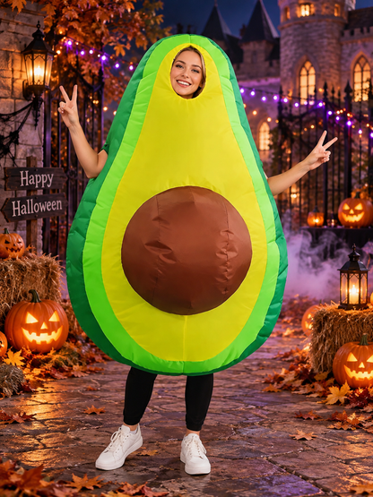 Inflatable Avocado Carnival Costume with Fan, Green