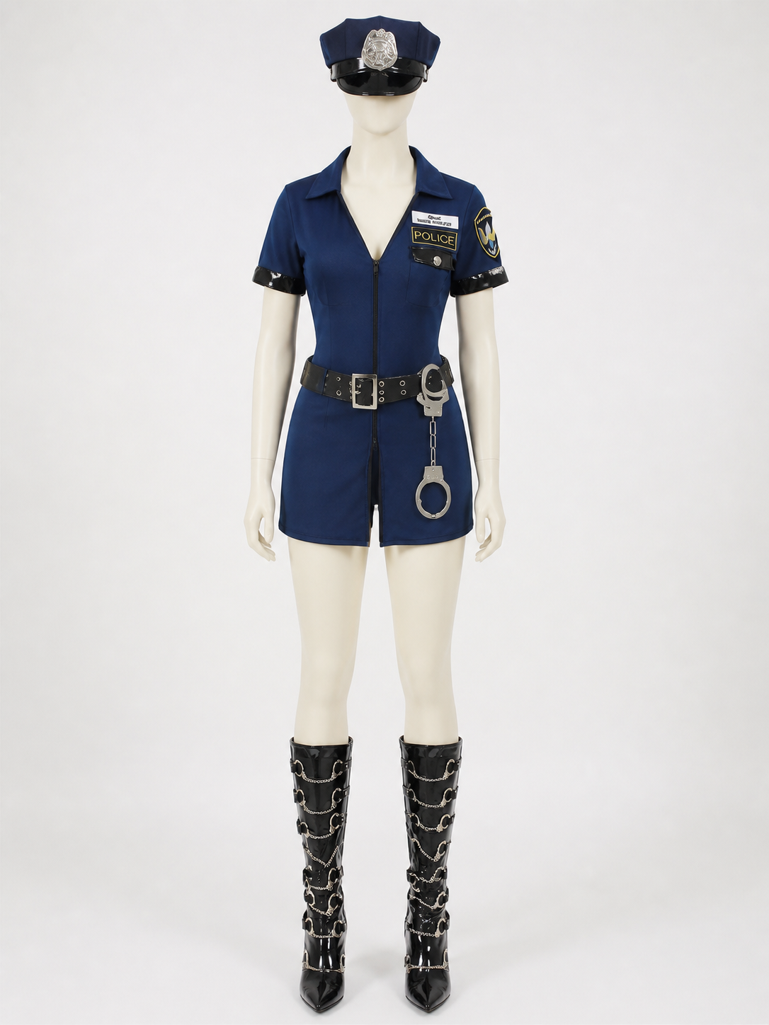 Women's Sexy Police Officer Costume Set with Hat, Belt & Handcuffs Costume Headwear detail 2