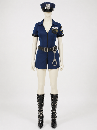 Women's Sexy Police Officer Costume Set with Hat, Belt & Handcuffs Costume Headwear detail 2