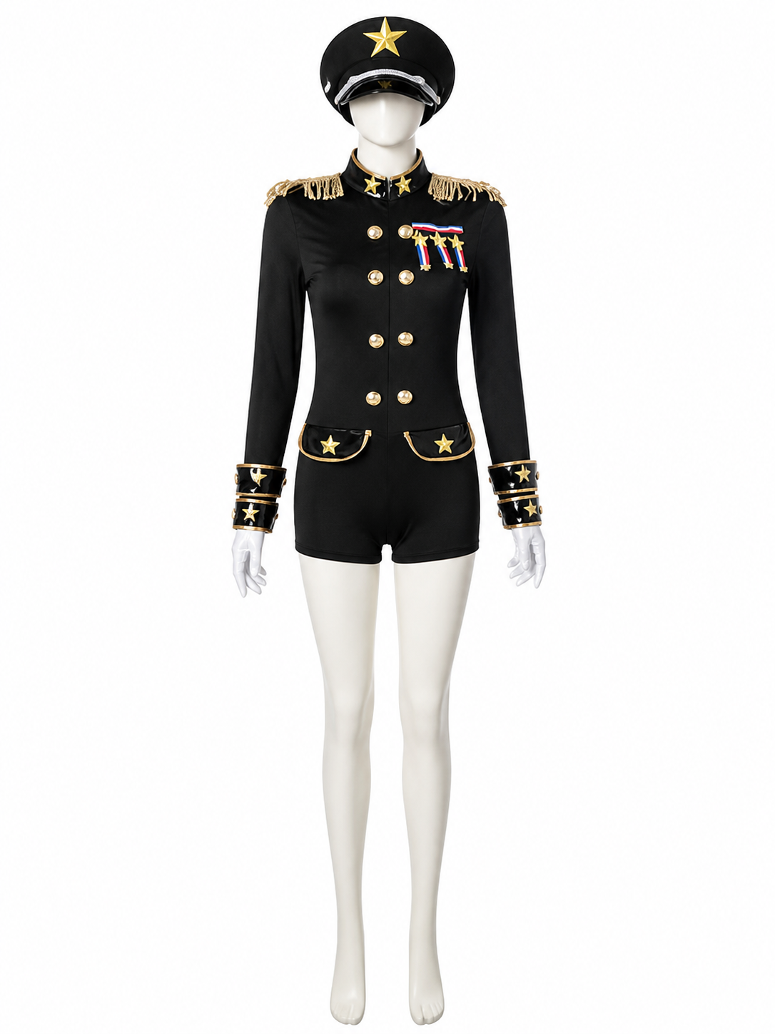 Women's Sexy Police Officer Costume Set with Hat and Gloves, Halloween Cosplay