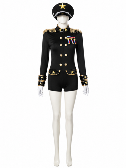 Women's Sexy Police Officer Costume Set with Hat and Gloves, Halloween Cosplay