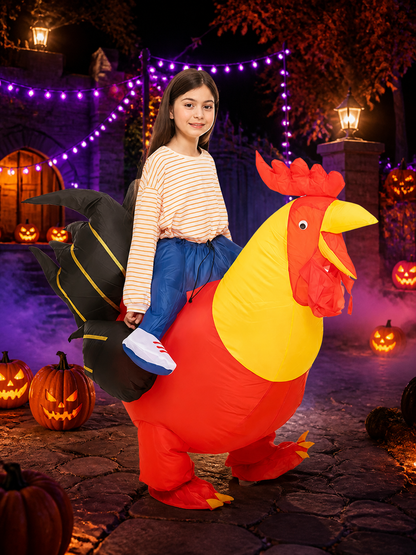 Kids Rooster Inflatable Costume, Red Yellow Black Chicken Suit Costumes detail 2