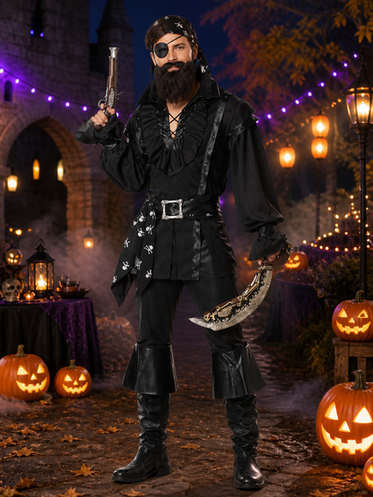 Pirate Costume with Eye Patch for Cosplay and Halloween Costumes detail 2