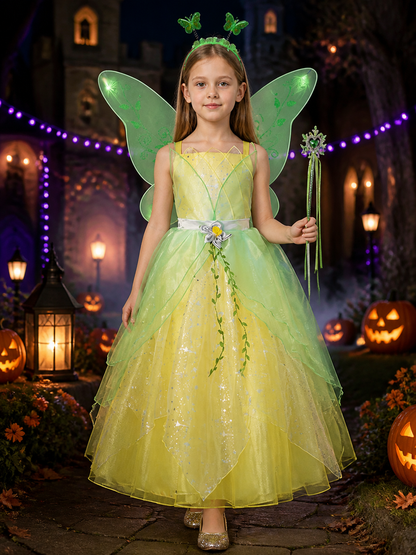 Girls Fairy Princess Gradient Tulle Costume Dress with Butterfly Wings & Costume Dresses detail 2