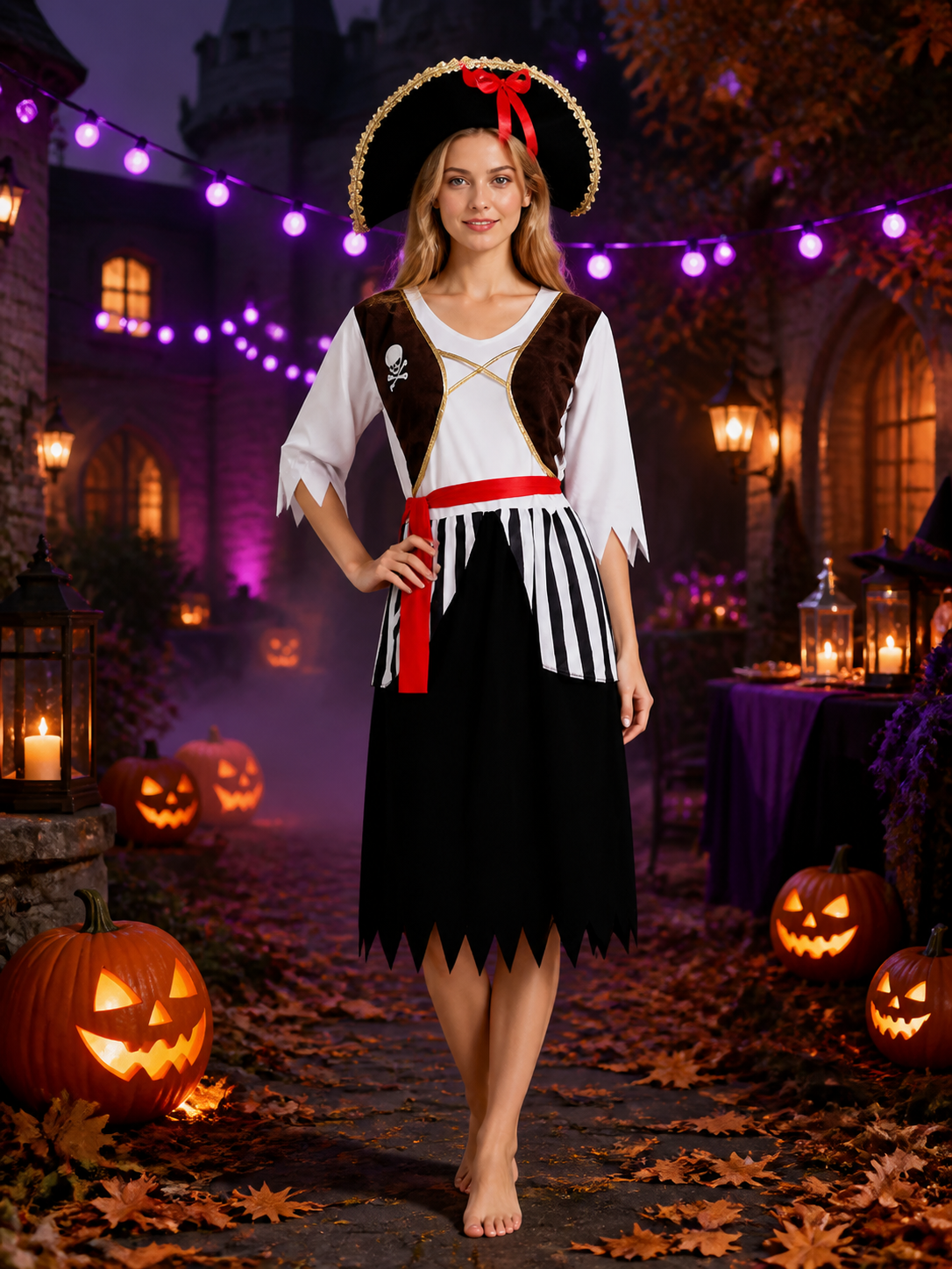 Women's Pirate Costume with Vest for Cosplay and Halloween Costumes detail 2