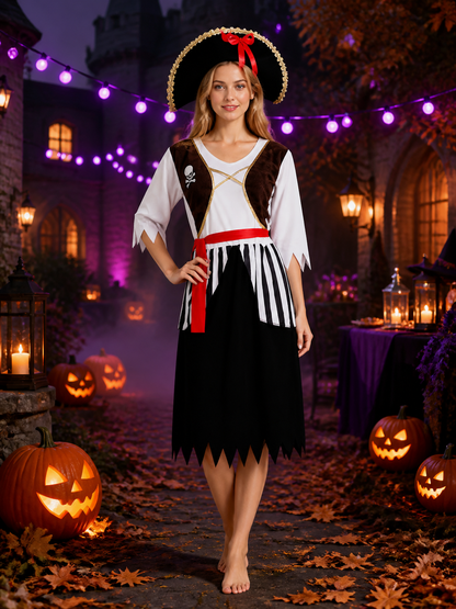 Women's Pirate Costume with Vest for Cosplay and Halloween Costumes detail 2