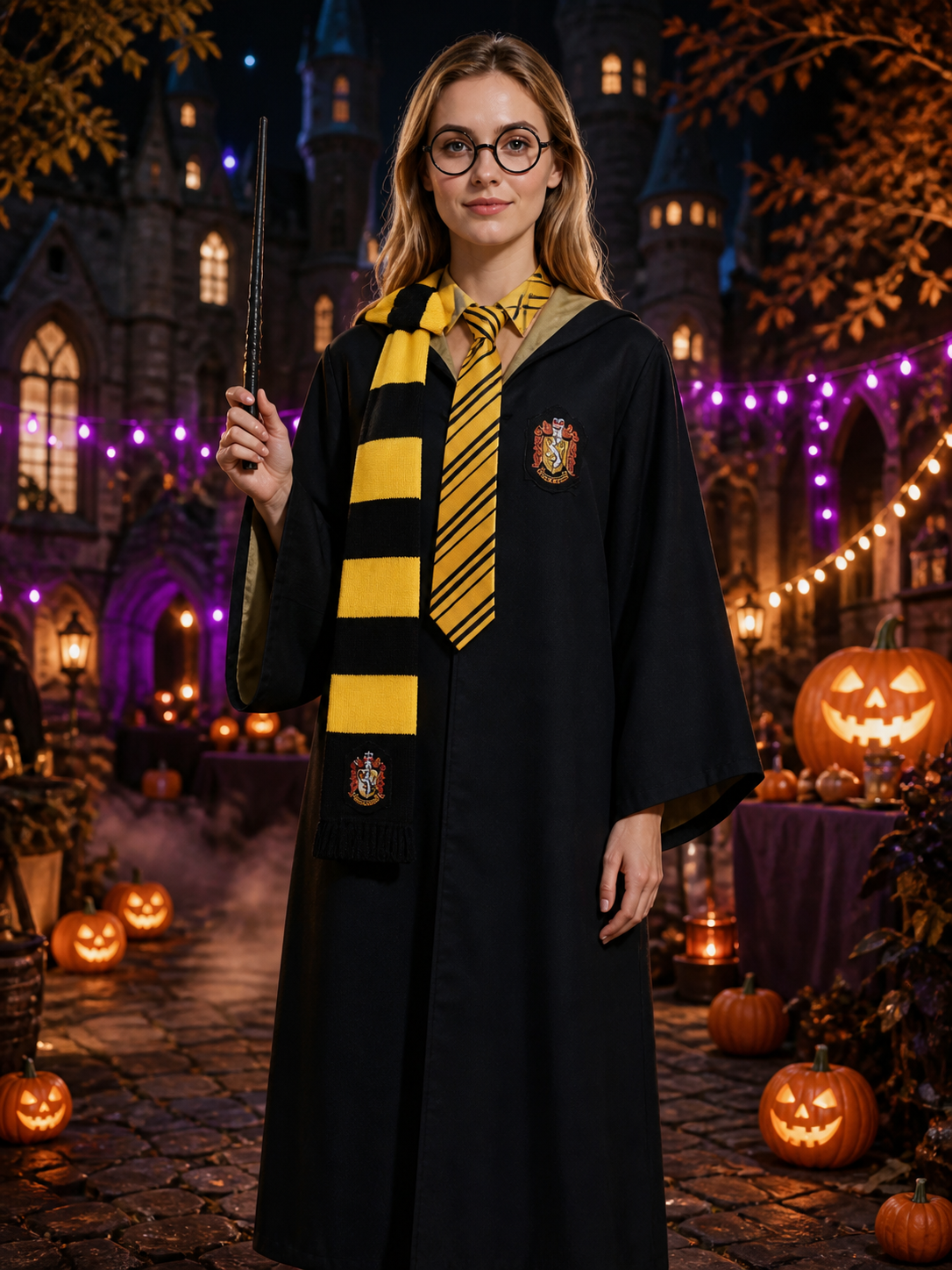 Hufflepuff Wizard Robe for Halloween Cosplay Costumes detail 2