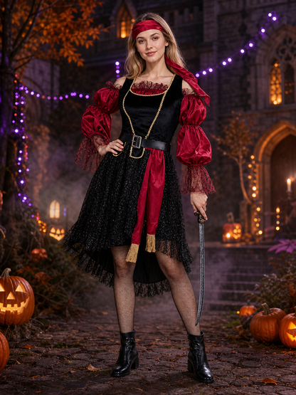 Retro-Style Pirate Costume with Corset Costumes detail 2
