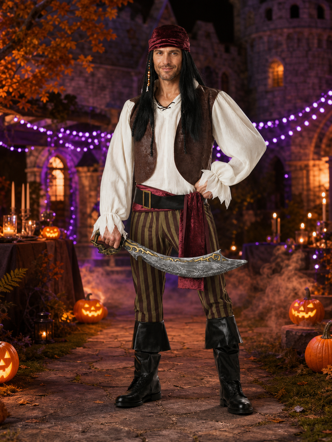 Captain Jack Sparrow Pirate Costume for Halloween Costumes detail 2