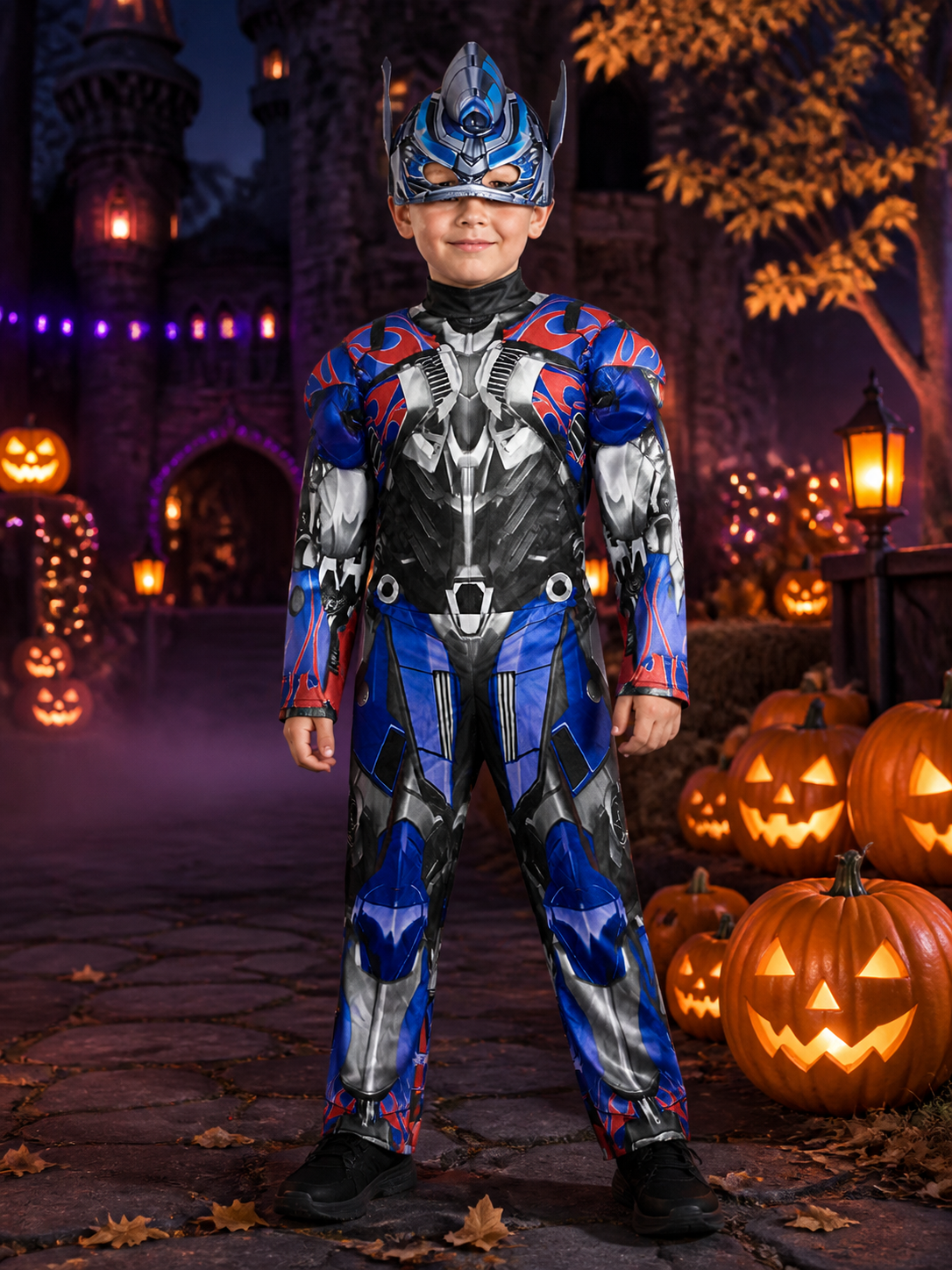Kids Optimus Prime Costume Set, Robot Armor Jumpsuit With Character Hood Costumes detail 2