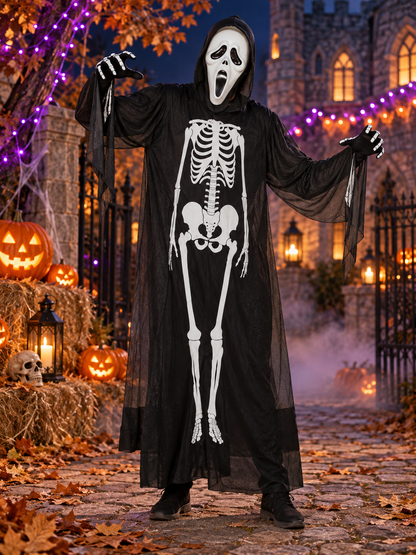 Skeleton Halloween Costume with Mask, 120 cm