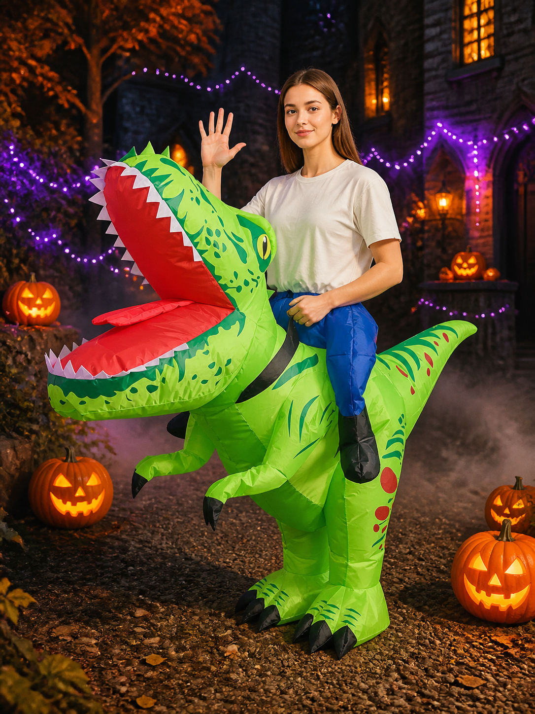 Dinosaur Inflatable Costume for Halloween, Full Body Blow Up Suit with Tail Costumes detail 2
