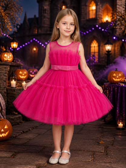 Girls' Princess Tutu Dress, Sleeveless Layered Mesh Performance Outfit Costume Dresses detail 2