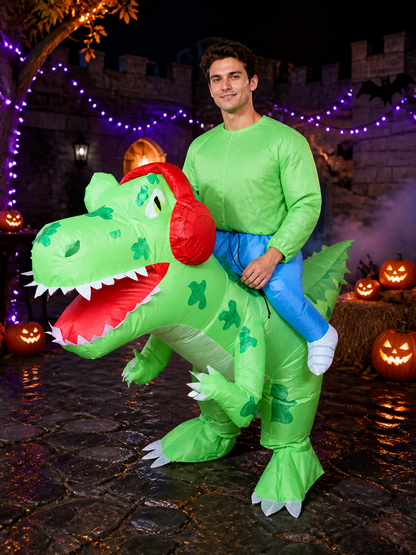 Inflatable Dinosaur Costume, Green Red Spotted Halloween Costumes detail 2