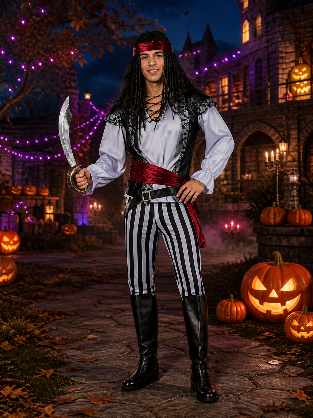 HD11006 Pirate Costume with Vest and Pants for Cosplay Costumes detail 2