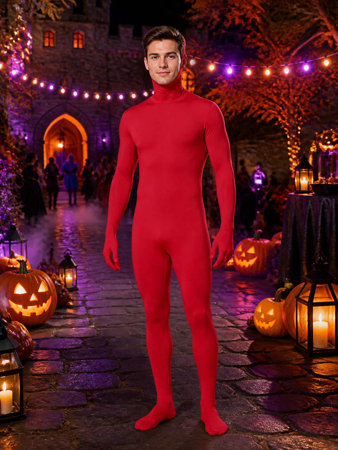 Kids Wine Red Zentai Jumpsuit Halloween Cosplay Costume, Stretch Full-Body Costumes detail 2