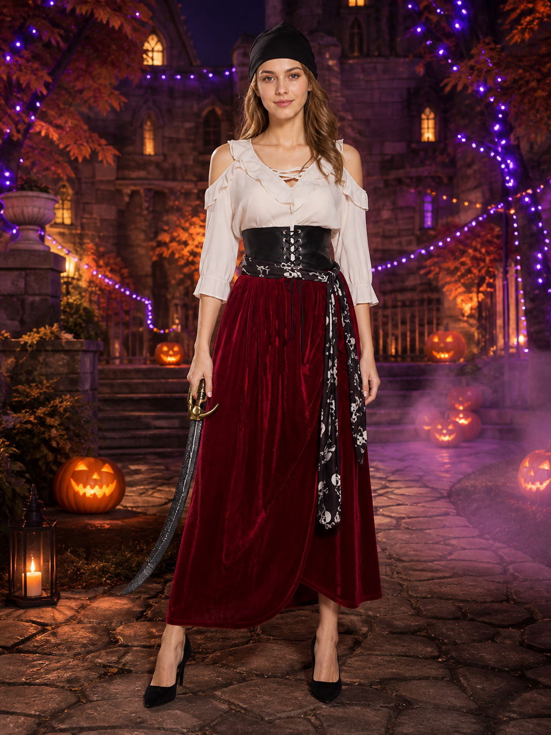 Pirate Costume with Belt for Women, Halloween Costume Costumes detail 2
