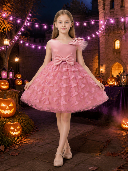 Baby Girls' Butterfly Princess Dress, Layered Tulle Flower Girl Party Outfit Costume Dresses detail 2