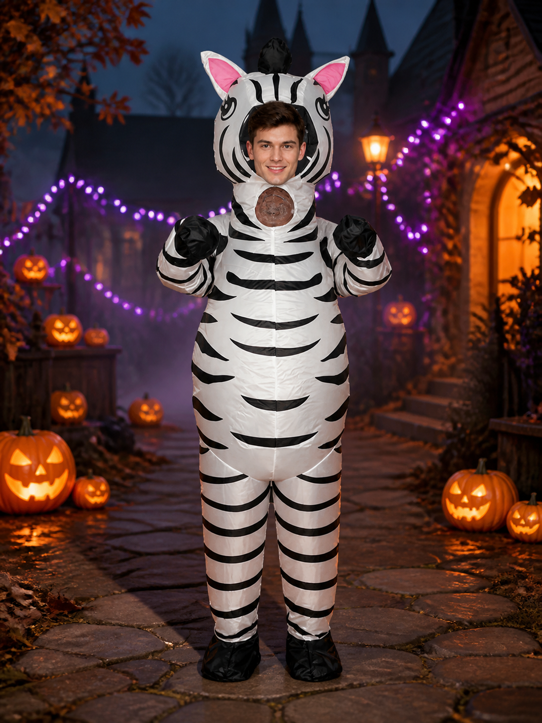 Adult Zebra Full Body Jumpsuit Costume With Head And Feet Costumes detail 2