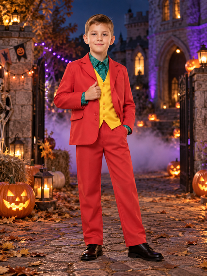 Clown costume: jacket, vest, shirt, pants