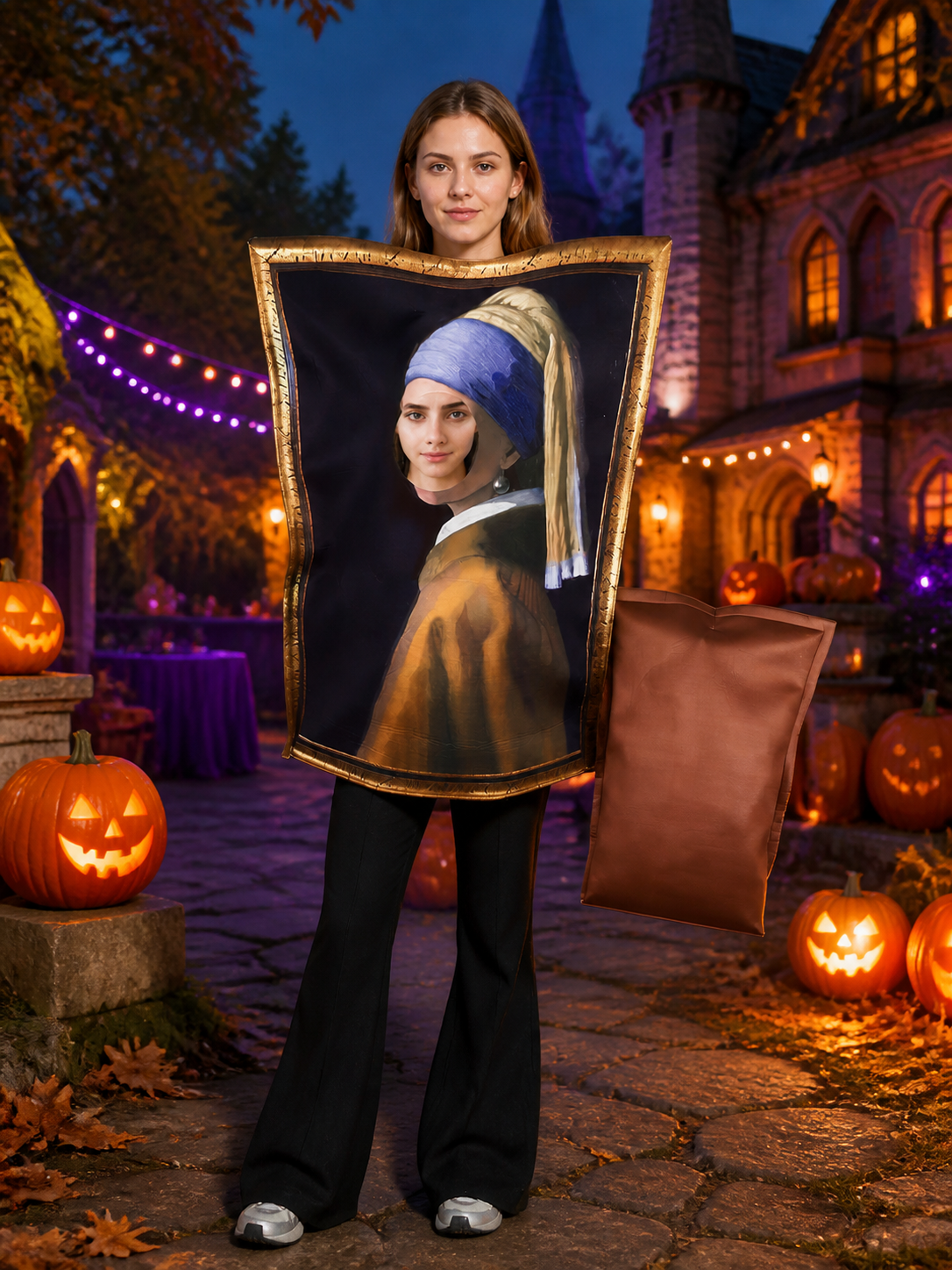 Mona Lisa Costume Jumpsuit, Vintage Renaissance Halloween Outfit Costumes detail 2