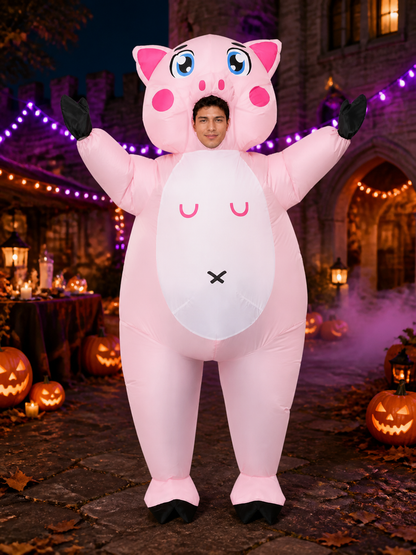 Adult Pig Animal Costume Jumpsuit, Hooded One-Piece Outfit Costumes detail 2