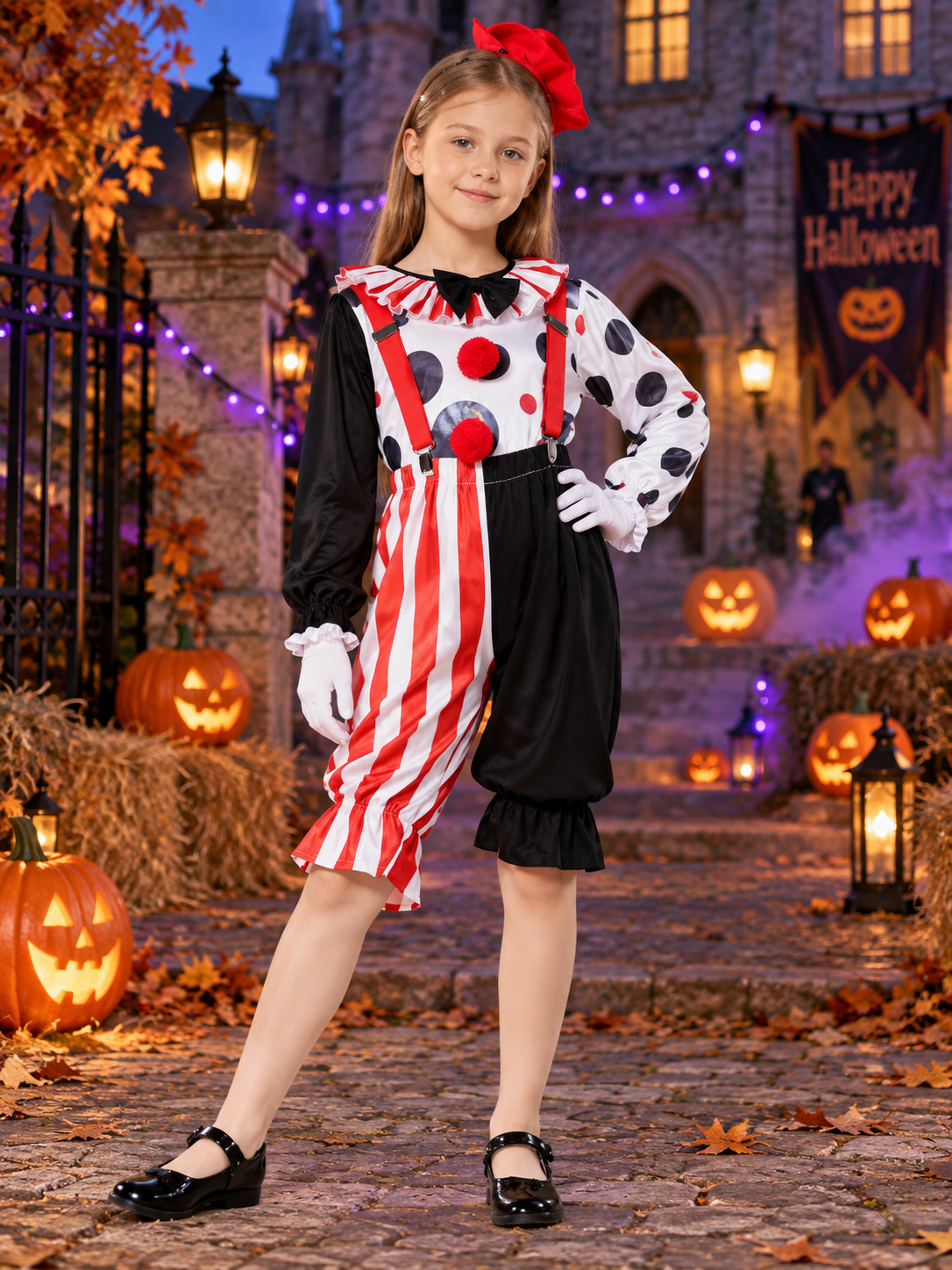 Kids' Clown Carnival Costume with Headpiece