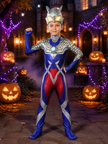 Unisex Ultraman Bodysuit Costume Set with Helmet, Light-Up Chest and Cape Costume Capes detail 2
