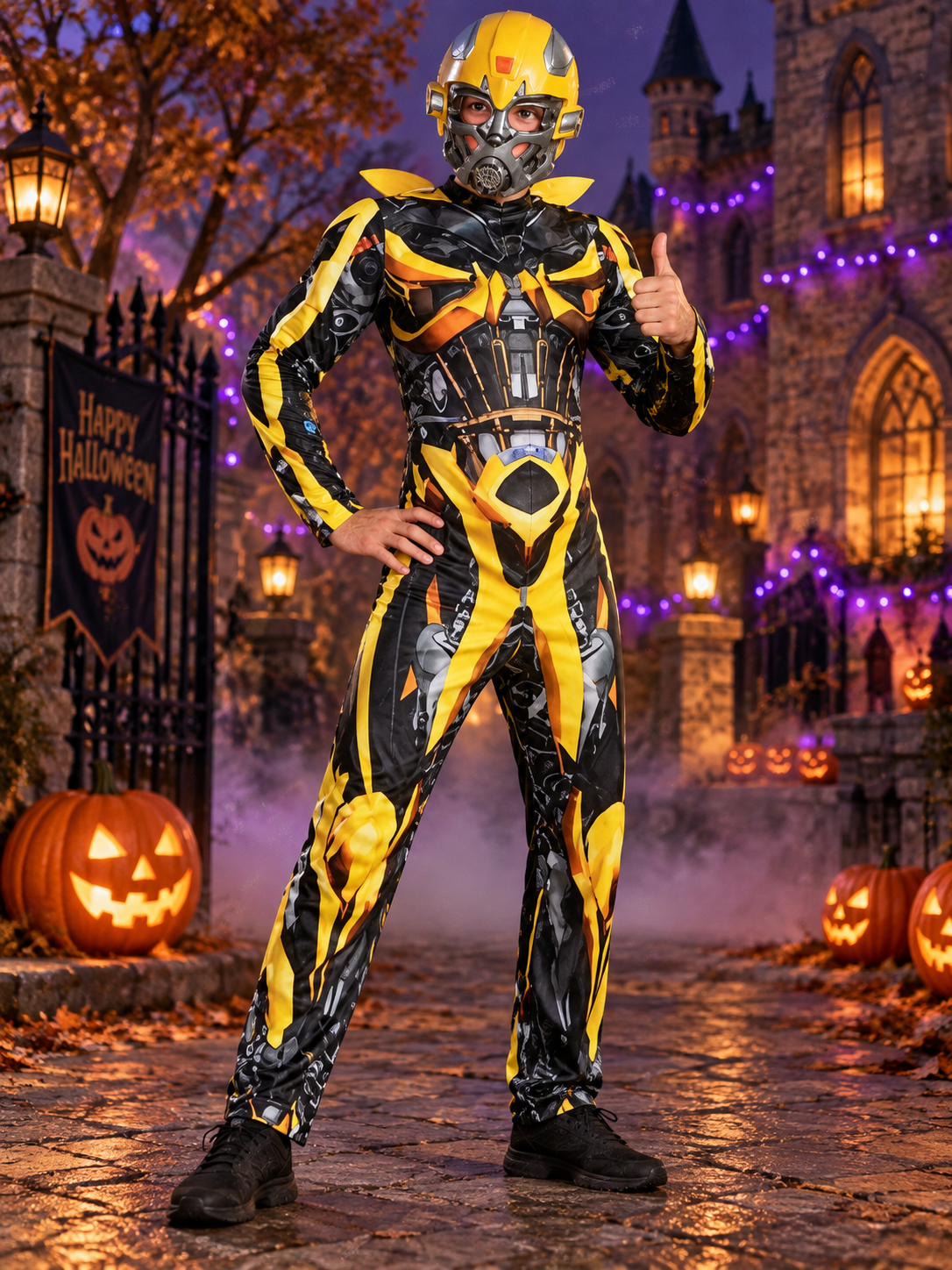 Kids' Robot Carnival Costume, Yellow, with Mask